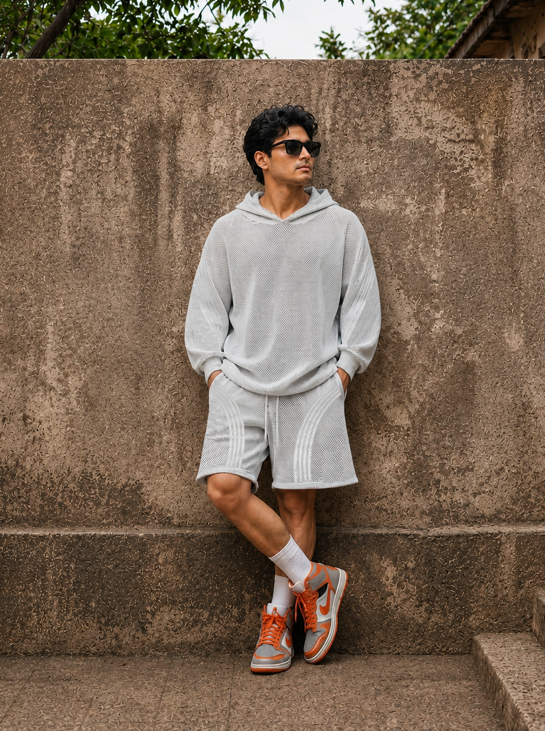 LIGHT GREY MESH CO-ORD SET
