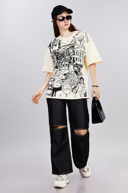 Bazar Echo Oversized Cream T-shirt