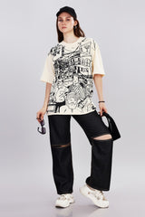 Bazar Echo Oversized Cream T-shirt