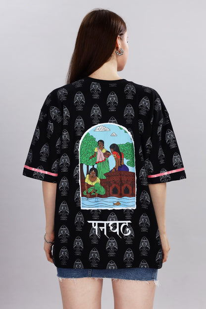Panghat Oversized Black T-shirt