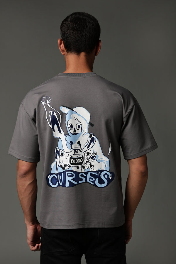 Curses Gray Oversized T-shirt