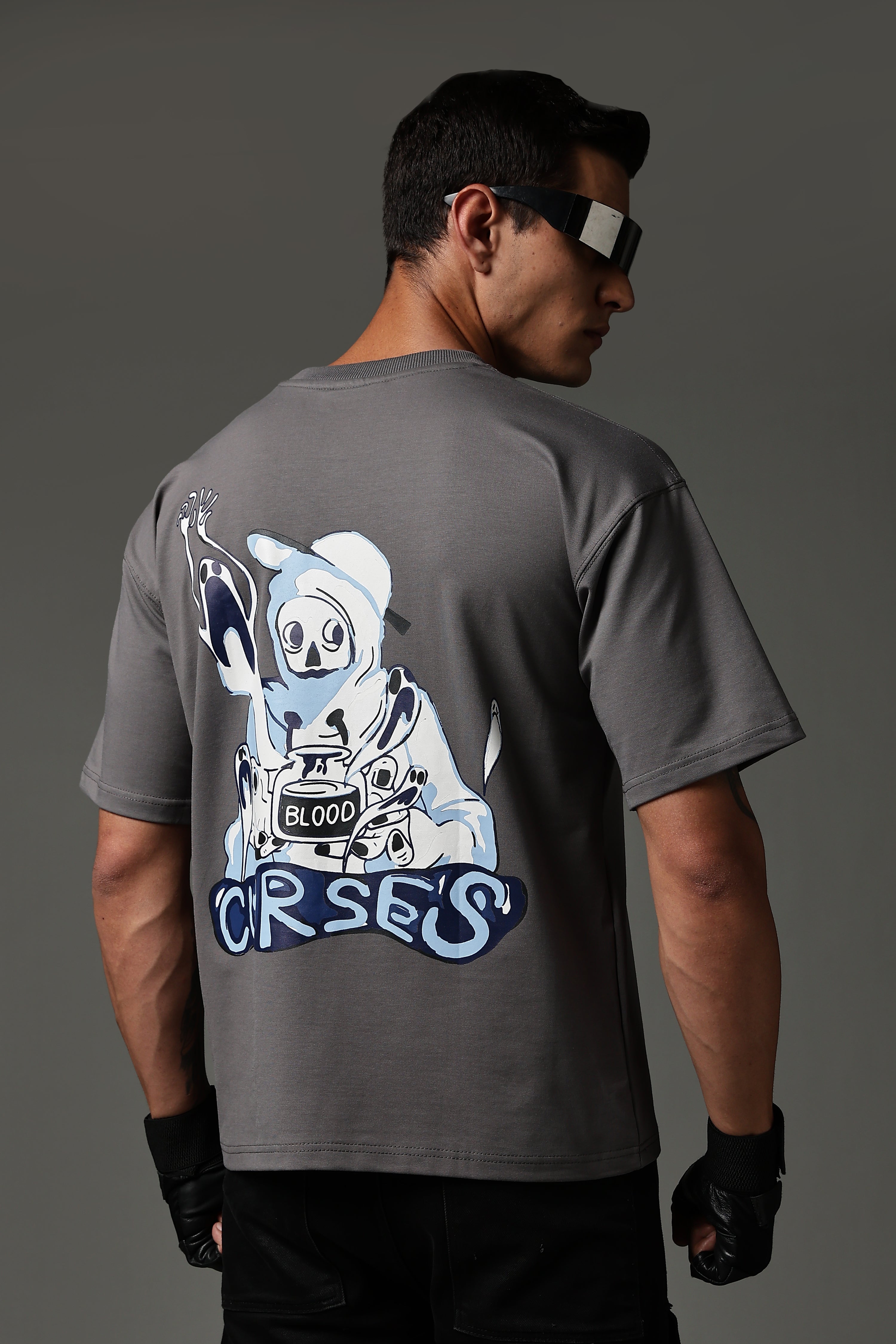Curses Gray Oversized T-shirt