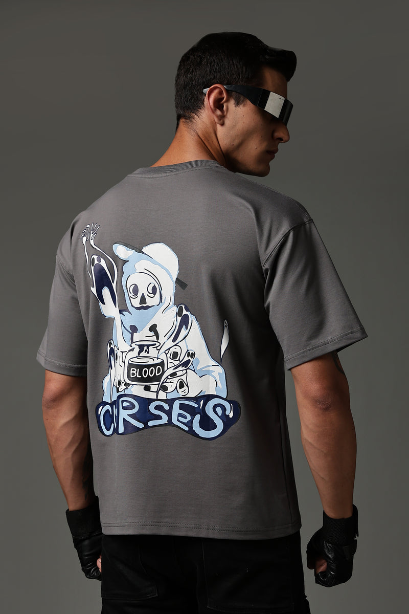 Curses Gray Oversized T-shirt