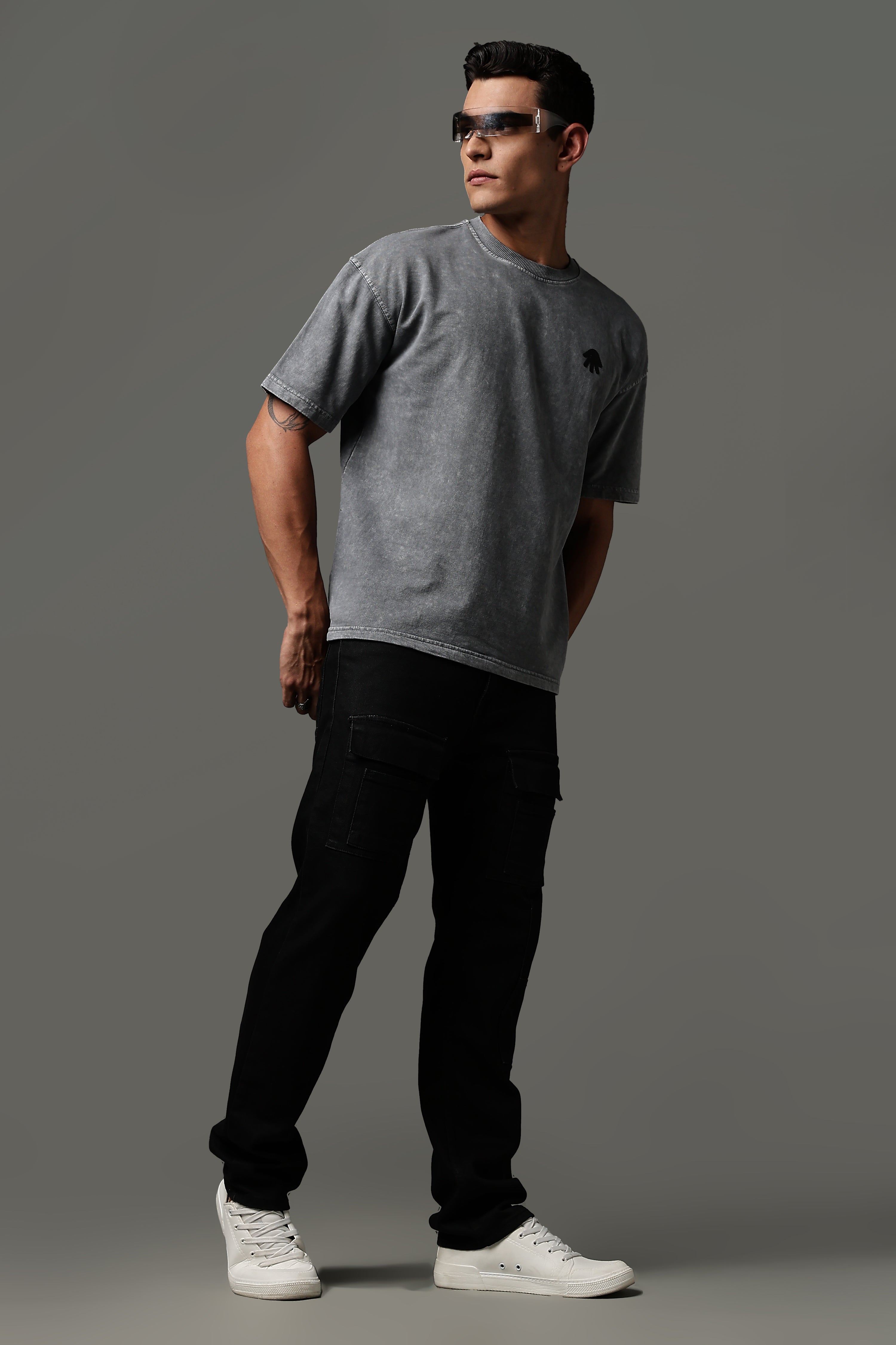 Graphite Drop acid wash tee