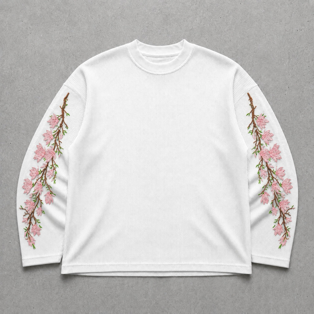 White Sakura Waffle Tee