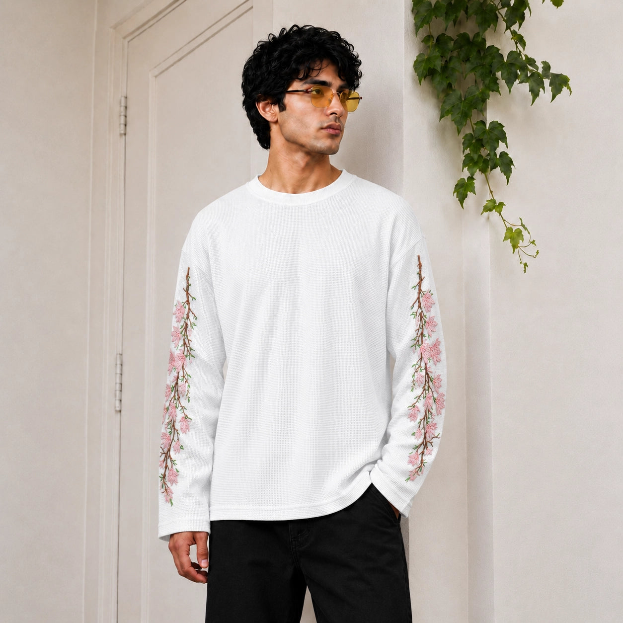 White Sakura Waffle Tee