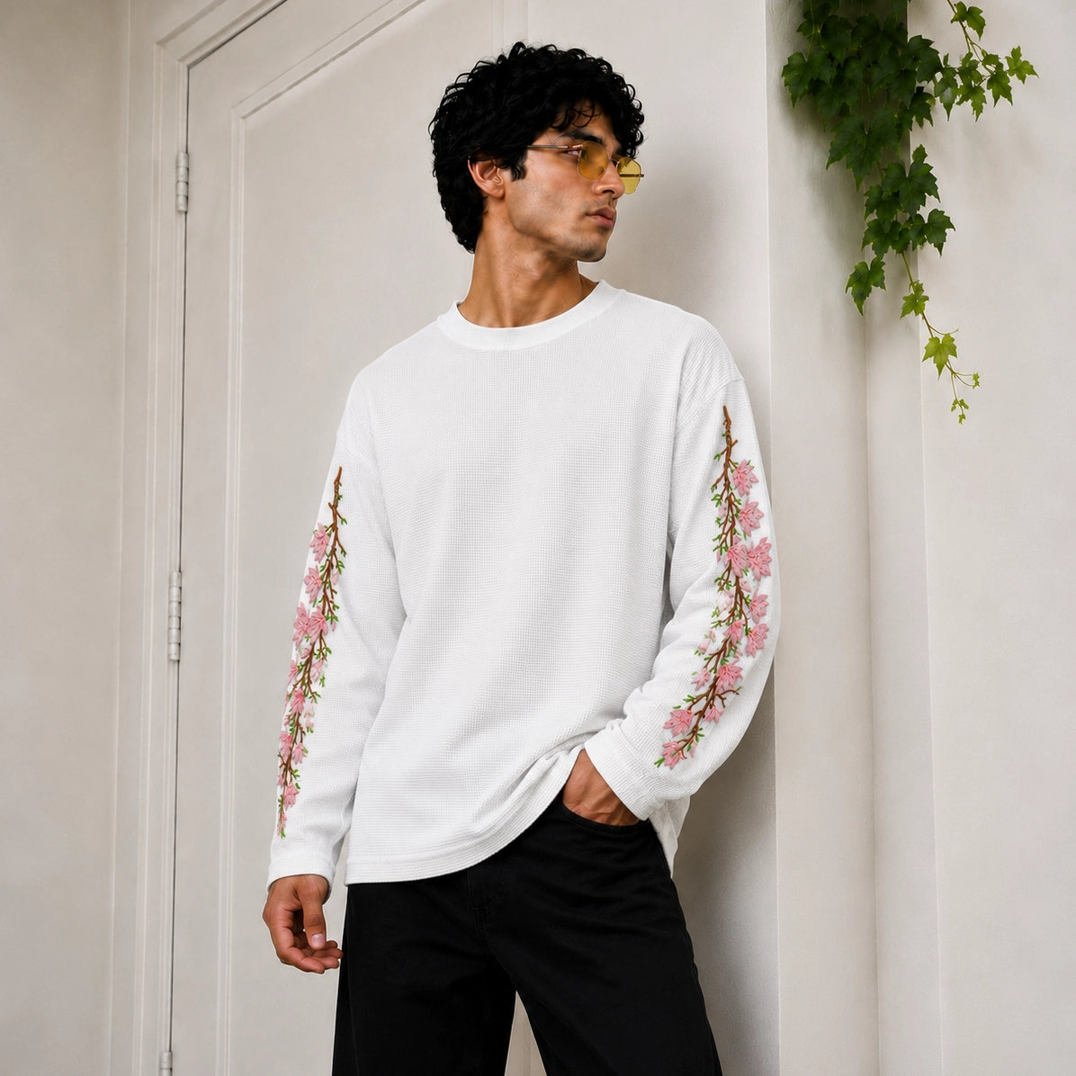 White Sakura Waffle Tee