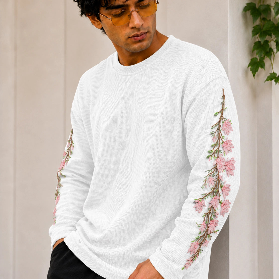 White Sakura Waffle Tee