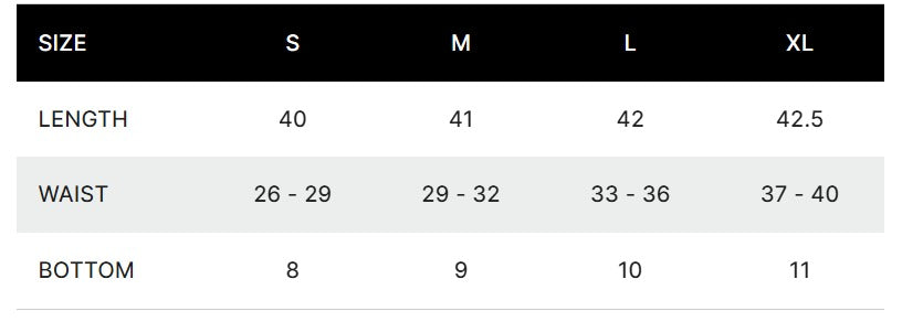 Black Utility Baggy Sweatpants Size Chart