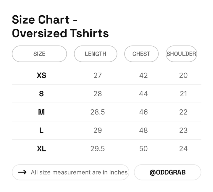 Vector Tee Size Chart