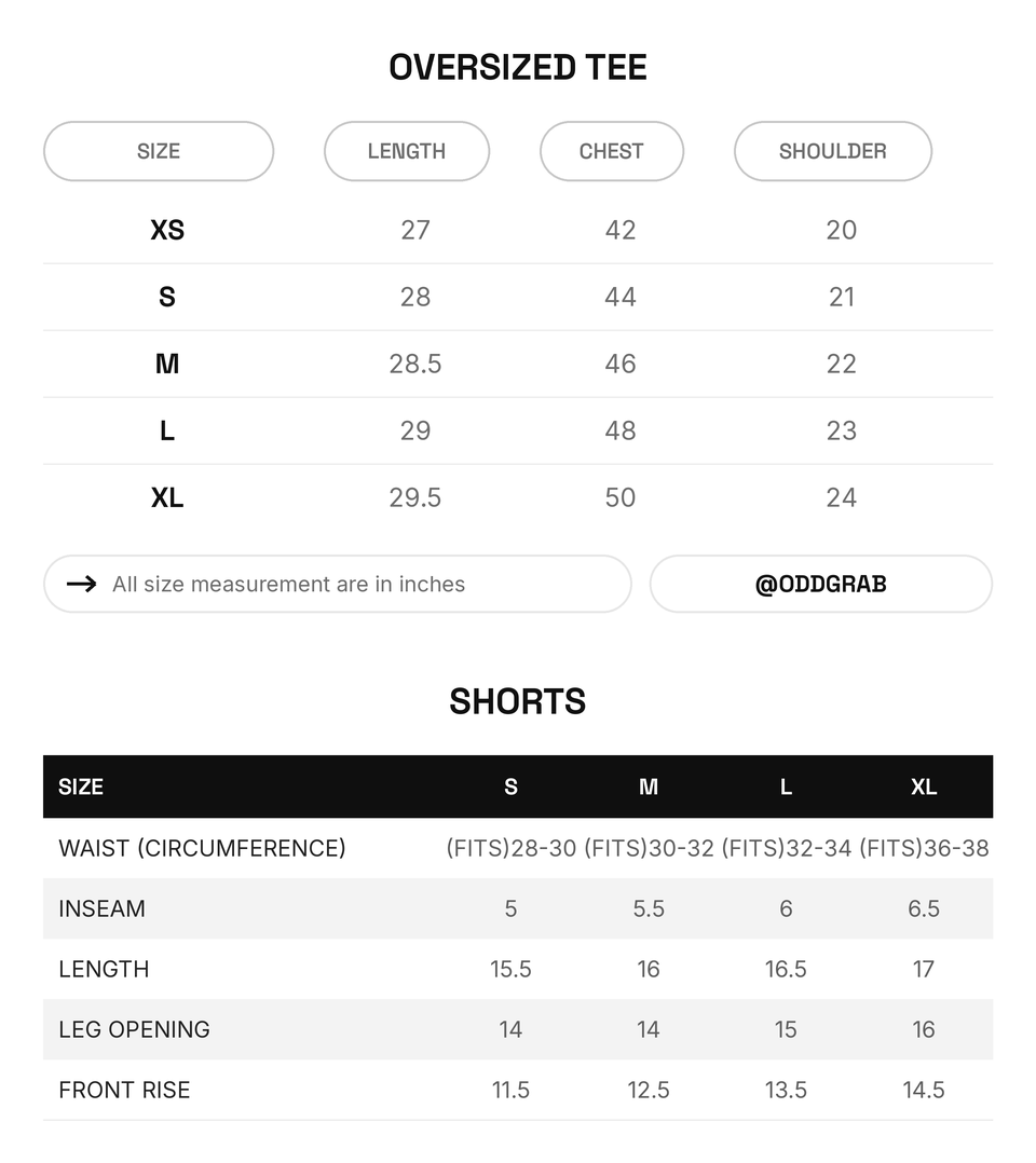 Vector Co-Ord Set Size Chart
