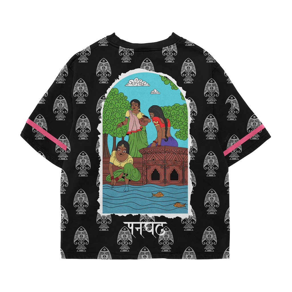 Panghat Oversized Black T-shirt