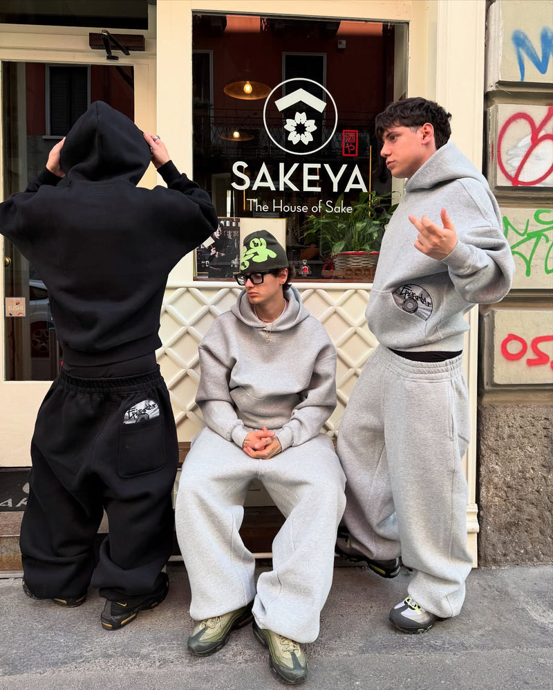 Record Baggy Black Sweatpants
