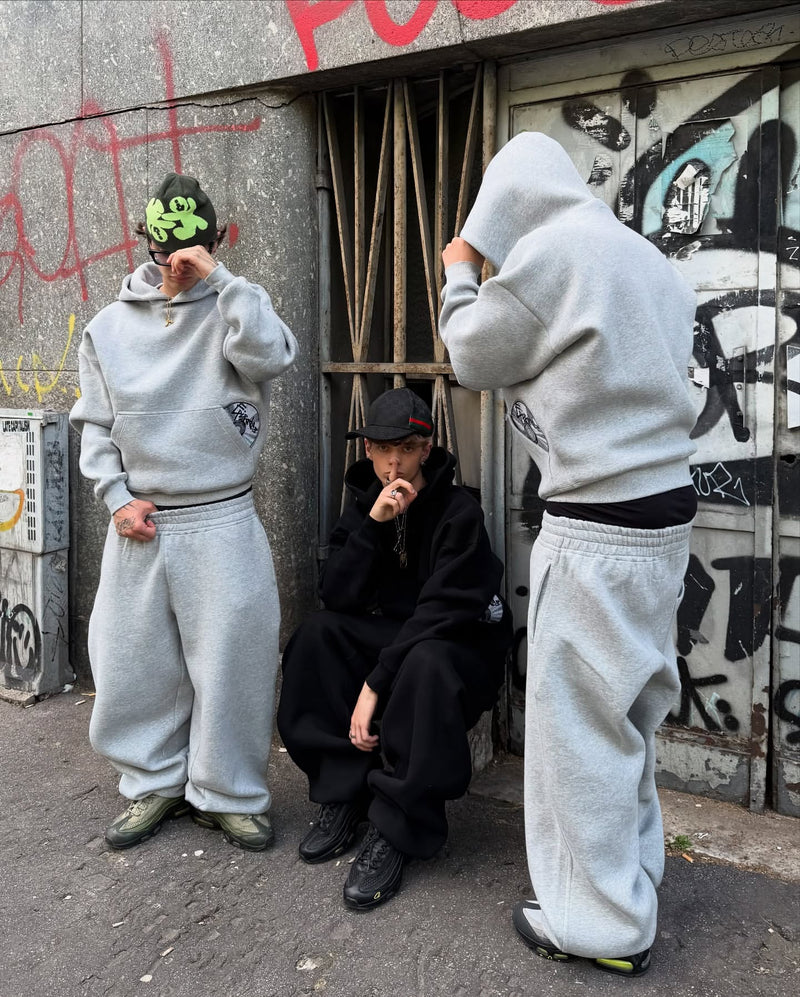 Record Baggy Black Sweatpants