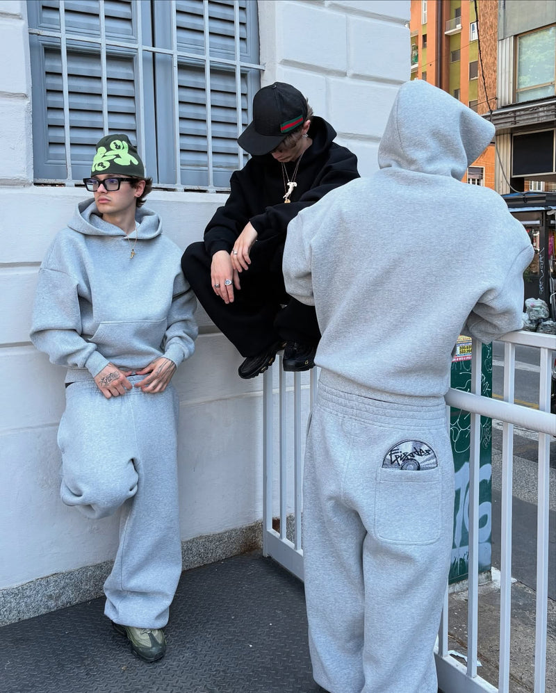 Record Baggy Black Sweatpants