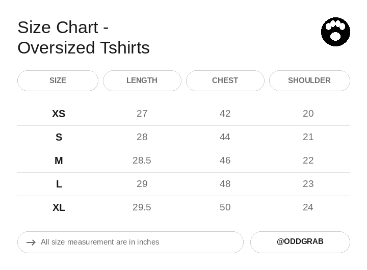Bazar Echo Oversized Cream T-shirt Size Chart