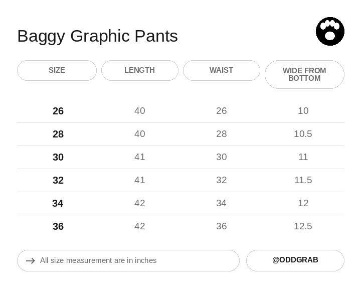 Bloom Sweatpant Size Chart