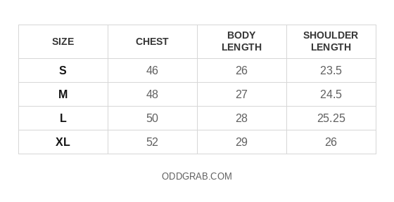 Melange Grey Eye Mask Hoodie Size Chart