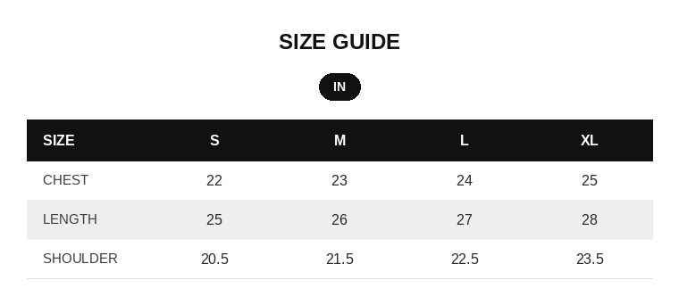 Bloodwave Jersey Size Chart