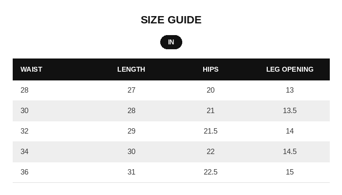 Crocwave Jorts Size Chart
