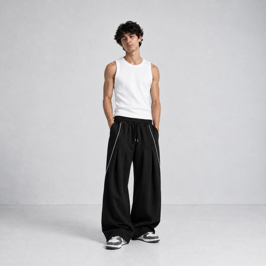 Phantom Wide-Leg Black Sweatpants