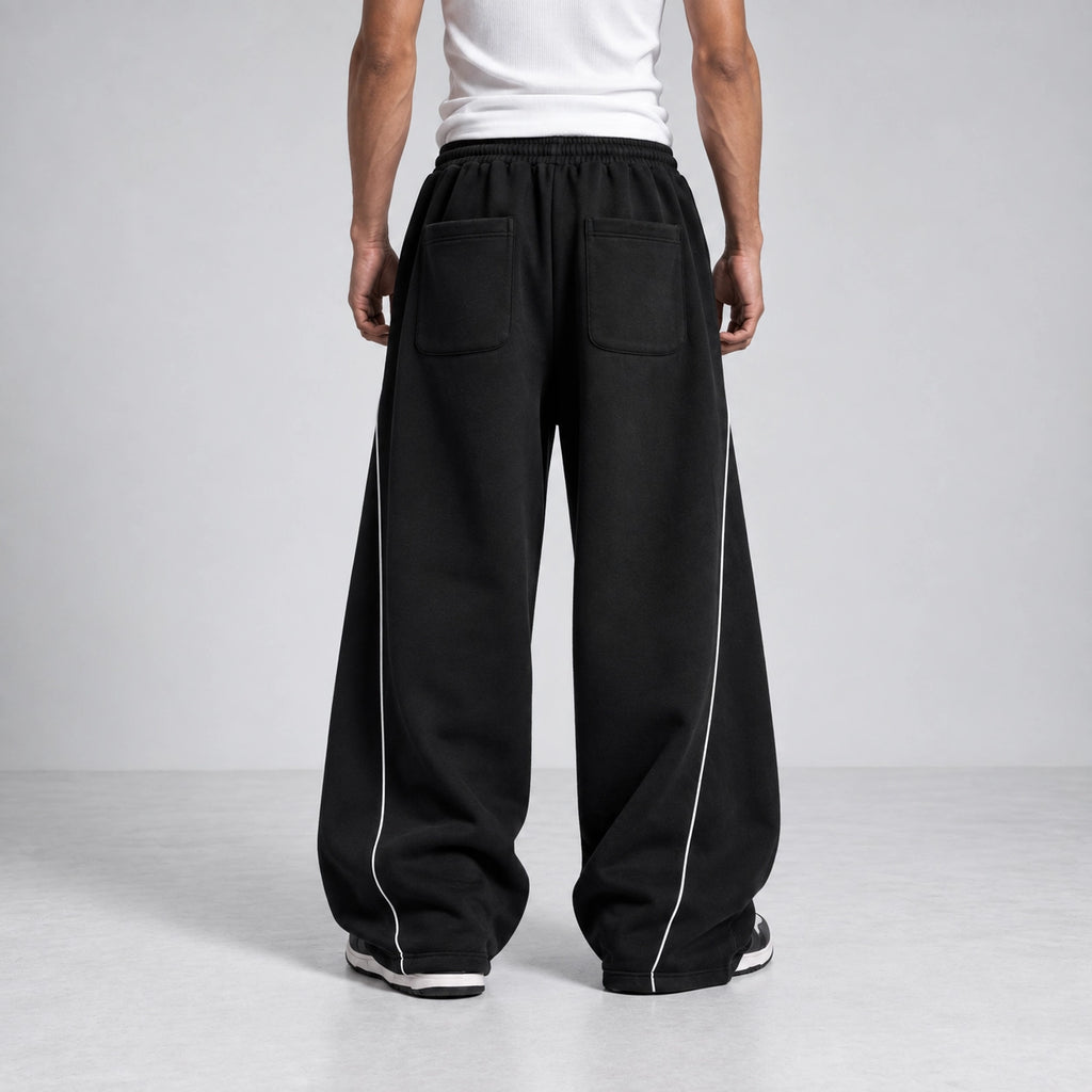 Phantom Wide-Leg Black Sweatpants