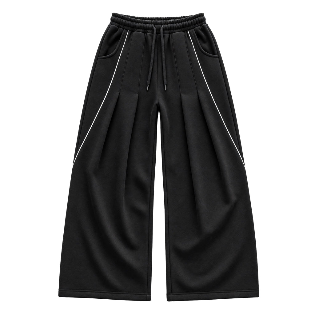 Phantom Wide-Leg Black Sweatpants